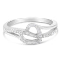 925 sterling silver open heart ring with heart diamond accent stones