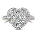 14K Yellow Gold 1 1/2 Cttw Diamond Heart Shaped Composite Ring (H-I Color, SI2-I1 Clarity) - Ring Size 7-0