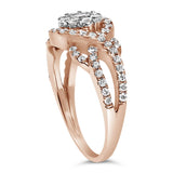 10K Rose Gold 3/4 Cttw Diamond Floral Cluster Head and Twisted Shank Cocktail  Ring (H-I Color, SI1-SI2 Clarity)--4 thumbnail 5