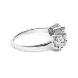 14K White Gold 1-1/4 Cttw Brilliant Cut Diamond Three Round Floral Clusters Engagement or Fashion Ring (H-I Color, SI2-I1 Clarity)-1 thumbnail 2