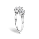 14K White Gold 1-1/4 Cttw Brilliant Cut Diamond Three Round Floral Clusters Engagement or Fashion Ring (H-I Color, SI2-I1 Clarity)-4 thumbnail 5