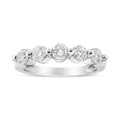 14K white gold ring with 5 round diamond stones in a row