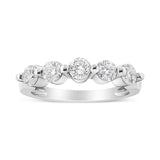 14K white gold ring with 5 round diamond stones in a row thumbnail 1