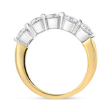 14K White and Yellow Gold 1 1/2 Cttw 2 Prong Cup Set Round-Cut Diamond 5 Stone Ring Band (H-I Color, SI2-I1 Clarity)-3 thumbnail 4