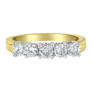 14KT Two Toned Gold 5 Stone Diamond Ring (1 cttw, H-I Color, SI1-SI2 Clarity)-1