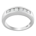 14K white gold ring with channel-set round diamonds