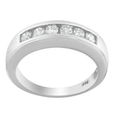 14K white gold ring with channel-set round diamonds thumbnail 1
