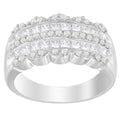 14K white gold ring with round and princess-cut diamond stones