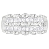 14K White Gold 1 1/7ct. TDW Round and Princess-Cut Diamond Ring(H-I, SI2-I1)-2 thumbnail 3