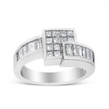 14K Gold 1 1/2 Cttw Channel-Set Princess and Baguette-Cut Diamond Bypass Ring Band (G-H Color, SI2-I1 Clarity)-1 thumbnail 2