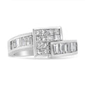 14K gold ring with channel-set princess and baguette diamond stones