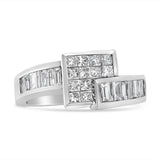 14K gold ring with channel-set princess and baguette diamond stones thumbnail 1