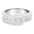 14K white gold ring with princess and baguette diamond stones in channel setting