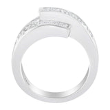 14K White Gold 2.0 Cttw Channel-Set Princess and Baguette-Cut Diamond Bypass Ring Band (G-H Color, SI1-SI2 Clarity)-3 thumbnail 4