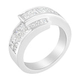 14K White Gold 2.0 Cttw Channel-Set Princess and Baguette-Cut Diamond Bypass Ring Band (G-H Color, SI1-SI2 Clarity)-4 thumbnail 5