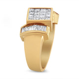 14K Yellow Gold 1 5/8 Cttw Invisible-Set Princess and Baguette Diamond Cocktail Band Ring-3 thumbnail 4