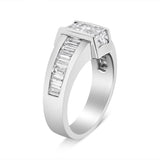 14K White Gold 2 3/4 Cttw Invisible-Set Princess and Channel-Set Baguette Diamond Step Up Cocktail Ring (G-H Color, SI1-SI2 Clarity)-3 thumbnail 4
