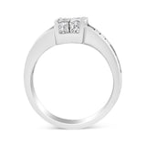 14K White Gold 2 3/4 Cttw Invisible-Set Princess and Channel-Set Baguette Diamond Step Up Cocktail Ring (G-H Color, SI1-SI2 Clarity)-4 thumbnail 5