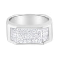 14K white gold ring with rows of round diamond stones across the band