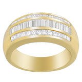 14K yellow gold ring with princess and baguette diamond stones in a channel row thumbnail 1