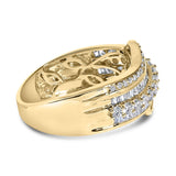 10K Yellow Gold 1.0 Cttw Baguette and Round Diamond Multi-Row Wave Bypass Ring (I-J Color, I1-I2 Clarity)-1 thumbnail 2