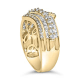 10K Yellow Gold 1.0 Cttw Baguette and Round Diamond Multi-Row Wave Bypass Ring (I-J Color, I1-I2 Clarity)-4 thumbnail 5