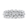 10K white gold 3 row ring with round diamond stones