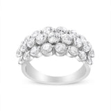 10K White Gold 2 1/2 Cttw Round Natural Diamond 3 Row Band Ring (I-J Color, I1-I2 Clarity)-1 thumbnail 2