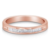 10K rose gold ring with channel-set round diamond stones thumbnail 1