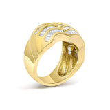 14K Yellow Gold 1-1/3 Cttw Baguette Diamond Wave Design Band Ring-3 thumbnail 4