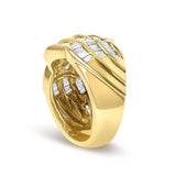 14K Yellow Gold 1-1/3 Cttw Baguette Diamond Wave Design Band Ring-4 thumbnail 5
