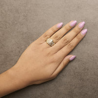 14K Yellow Gold 1-1/3 Cttw Baguette Diamond Wave Design Band Ring