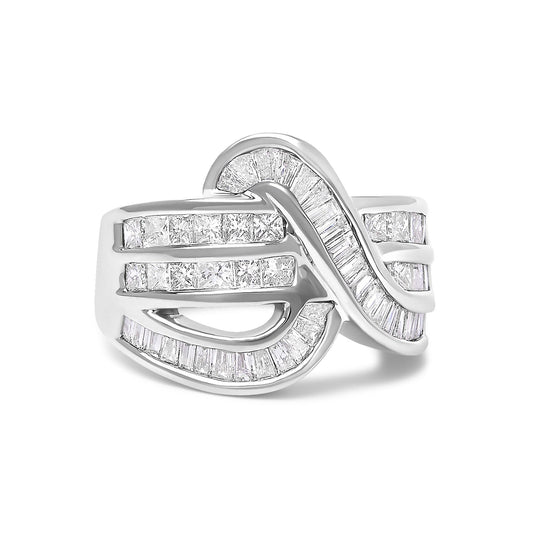 14K White Gold 2.0 Cttw Diamond Channel Set Bypass Ring-0