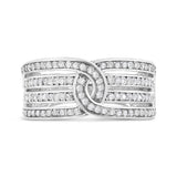 .925 Sterling Silver 1/2 Cttw Diamond Multi-Row Bypass Band Ring (I-J Color, I3 Clarity)-0 thumbnail 1