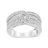 .925 Sterling Silver 1/2 Cttw Diamond Multi-Row Bypass Band Ring (I-J Color, I3 Clarity)-1 thumbnail 2