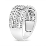 .925 Sterling Silver 1/2 Cttw Diamond Multi-Row Bypass Band Ring (I-J Color, I3 Clarity)-4 thumbnail 5