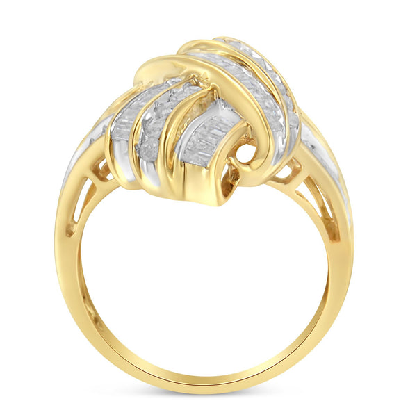 10K Yellow Gold Diamond Bypass Cocktail Ring (1 1/5 Cttw, I-J Color, I2-I3 Clarity)