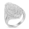 925 sterling silver ring with marquise diamond triple halo cluster