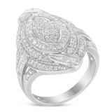 925 sterling silver ring with marquise diamond triple halo cluster thumbnail 1