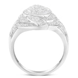 .925 Sterling Silver & 1-1/8 Cttw Diamond Marquise Shaped Cluster Triple Halo Knot Cocktail Fashion Ring (I-J Color, I2-I3 Clarity)-1 thumbnail 2