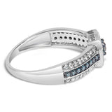 .925 Sterling Silver Treated Blue Miracle-Set Diamond Engagement Ring (1/2 Cttw, J-K Color, I1-I2 Clarity)-1 thumbnail 2