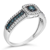 .925 Sterling Silver Treated Blue Miracle-Set Diamond Engagement Ring (1/2 Cttw, J-K Color, I1-I2 Clarity)-3 thumbnail 4