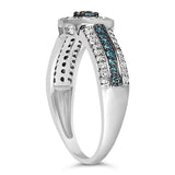 .925 Sterling Silver Treated Blue Miracle-Set Diamond Engagement Ring (1/2 Cttw, J-K Color, I1-I2 Clarity)-4 thumbnail 5