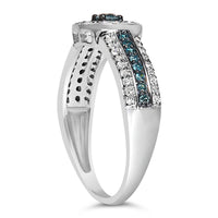 .925 Sterling Silver Treated Blue Miracle-Set Diamond Engagement Ring (1/2 Cttw, J-K Color, I1-I2 Clarity)