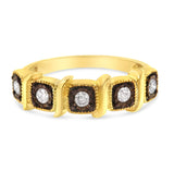 10K Yellow Gold Flashed .925 Sterling Silver Miracle-Set Diamond 5-Stone Ring Band (1/4 Cttw, J-K Color, I2-I3 Clarity)-3 thumbnail 4