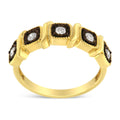 10K yellow gold ring with 5 round diamond stones in miracle setting