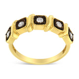 10K Yellow Gold Flashed .925 Sterling Silver Miracle-Set Diamond 5-Stone Ring Band (1/4 Cttw, J-K Color, I2-I3 Clarity)-0 thumbnail 1