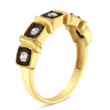 10K Yellow Gold Flashed .925 Sterling Silver Miracle-Set Diamond 5-Stone Ring Band (1/4 Cttw, J-K Color, I2-I3 Clarity)-4 thumbnail 5