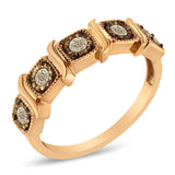 10K Rose Gold Flashed .925 Sterling Silver Miracle-Set 1/4 Cttw Diamond 5-Stone Band Ring  (J-K Color, I1-I2 Clarity)-1 thumbnail 2