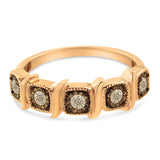 10K Rose Gold Flashed .925 Sterling Silver Miracle-Set 1/4 Cttw Diamond 5-Stone Band Ring  (J-K Color, I1-I2 Clarity)-3 thumbnail 4